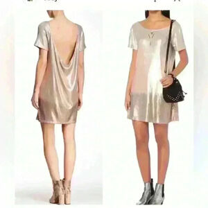 Free People Rose Gold Oversized Ombre Sequined Tunic Party Dress Size Xtra Small